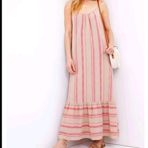 NWT Time and Tru Women's Tiered Woven Maxi Dress Brown Stripe SIZE 2XL